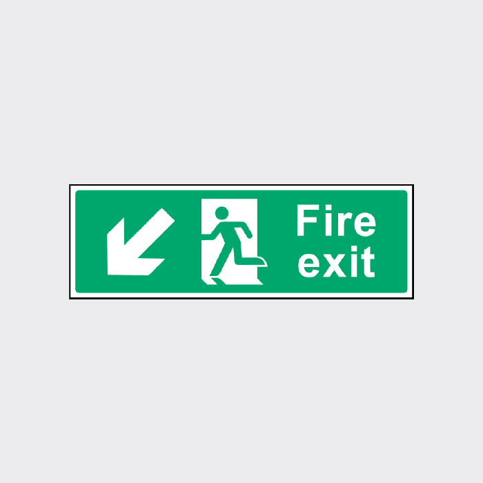 Fire Exit Left Down Arrow Sign