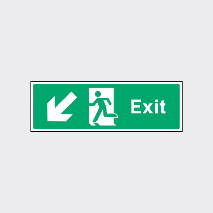 Exit Sign with Down Left Arrow
