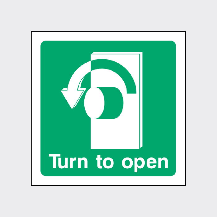 Turn to open Anti Clockwise Fire Escape Sign