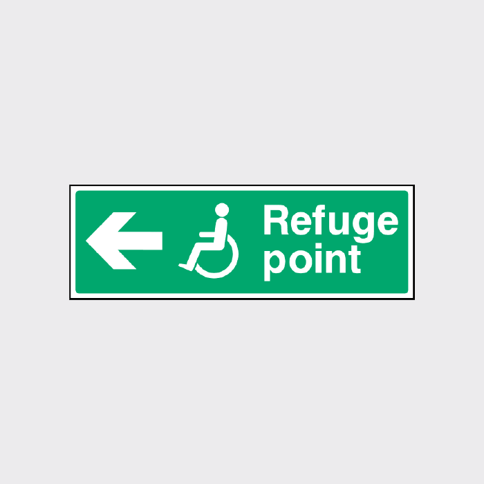 Disability Refuge Point Left Arrow Sign