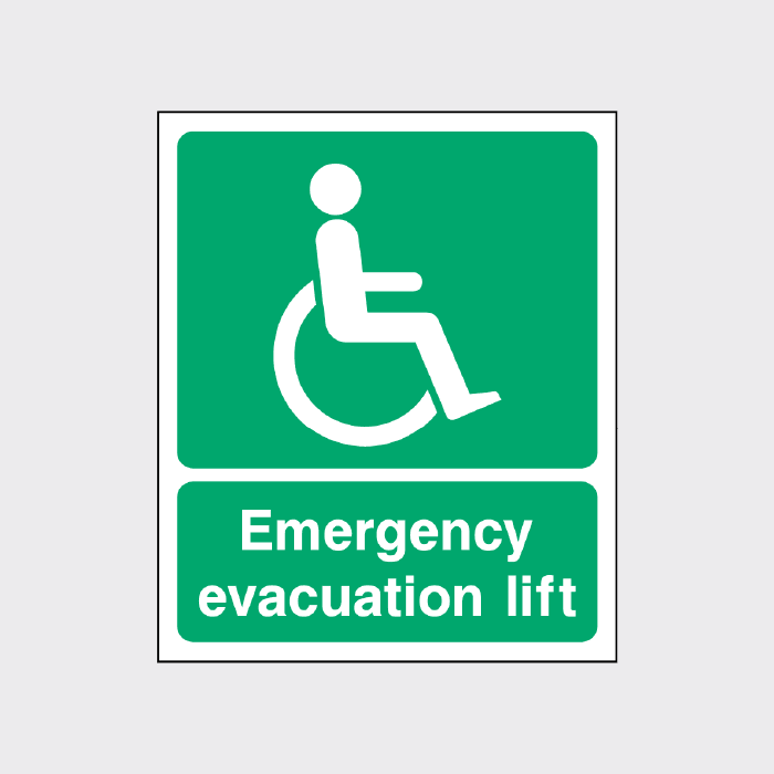Emergency evacuation lift sign