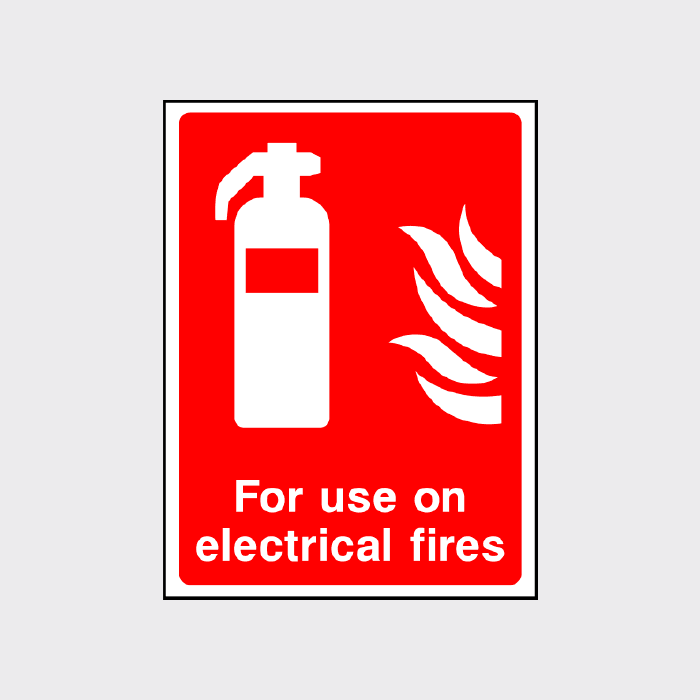 For use on electrical fires sign