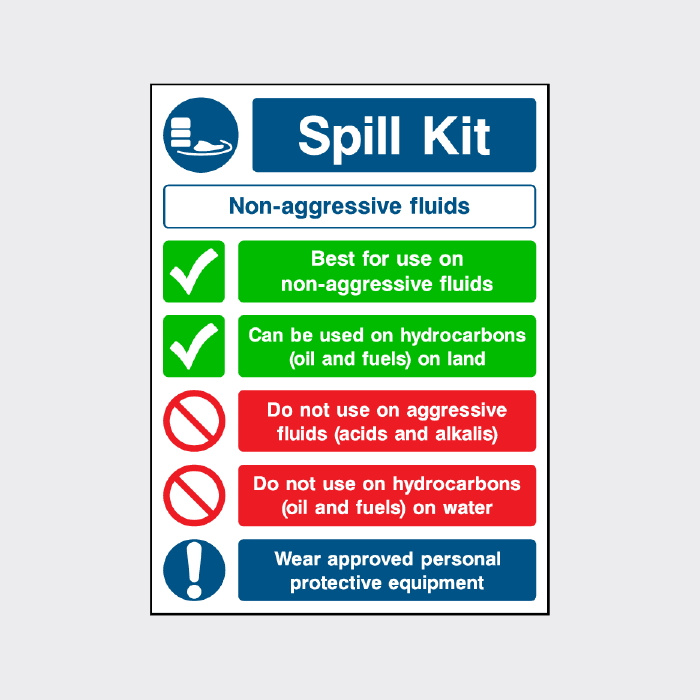 Spill Kit Non Aggressive Fluids Sign