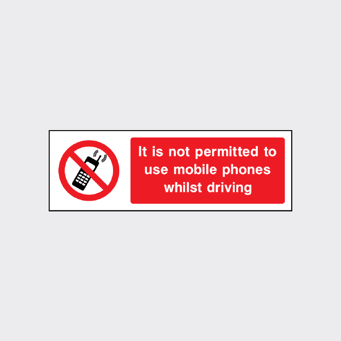 It is not permitted to use mobile phones whilst driving Sign