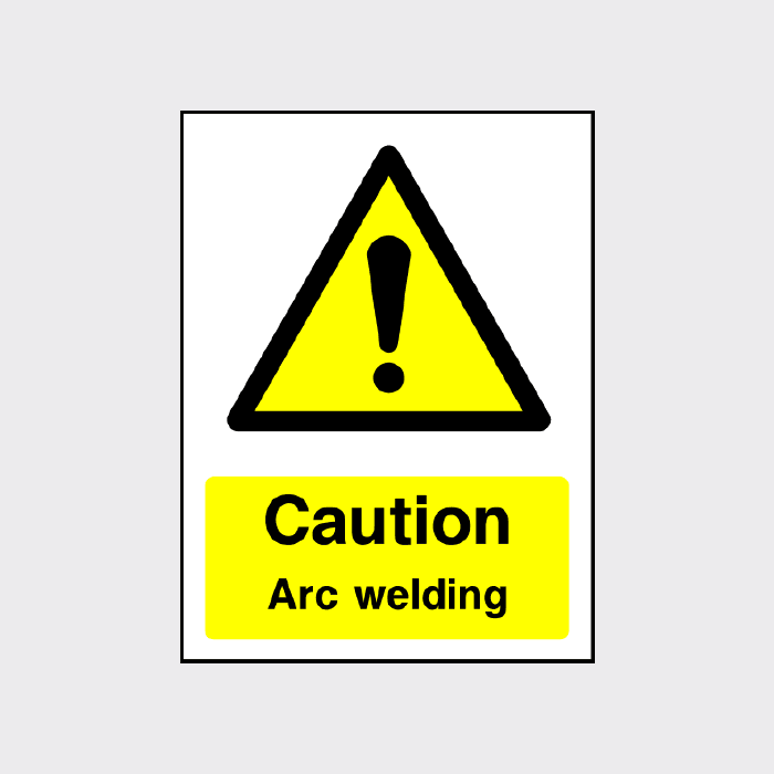 Caution Arc welding sign in portrait