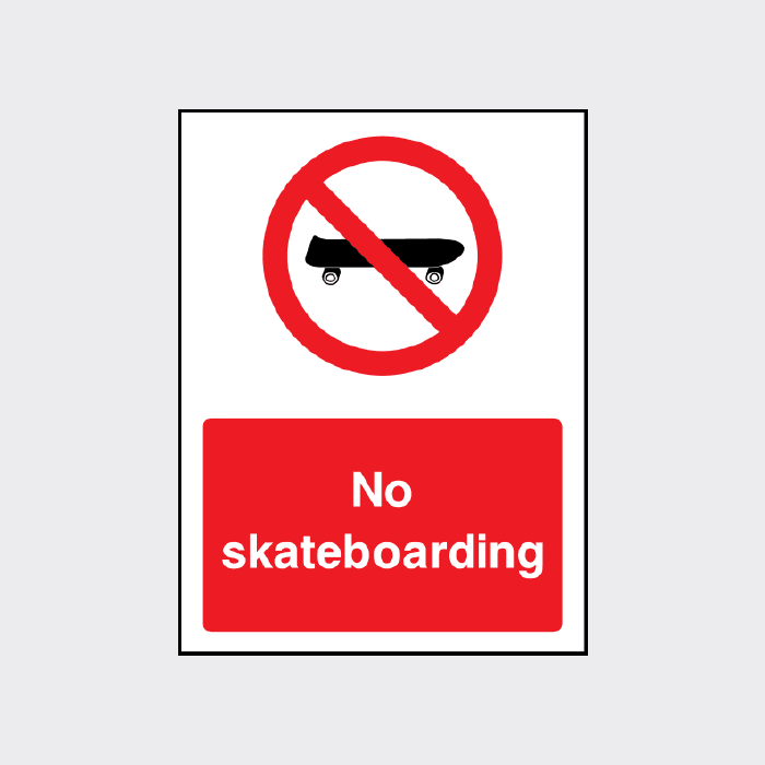 No skateboarding sign in portrait