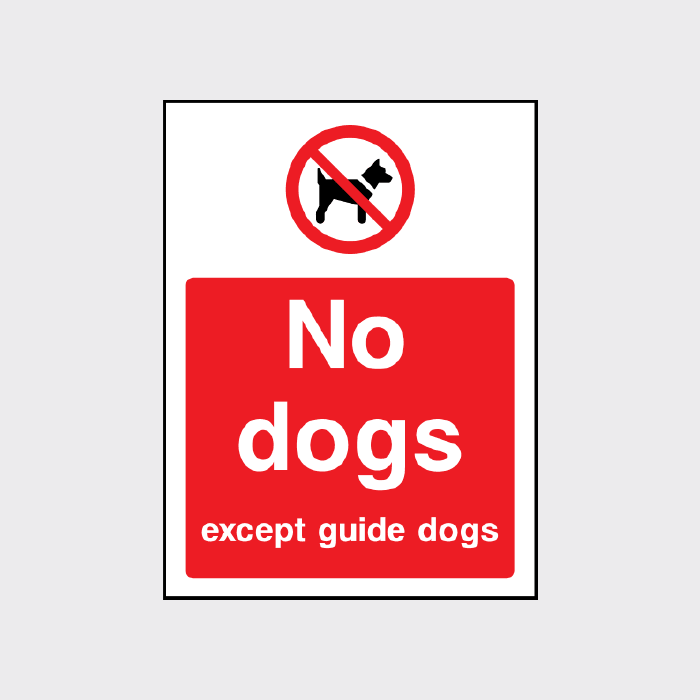 No dogs except guide dogs sign