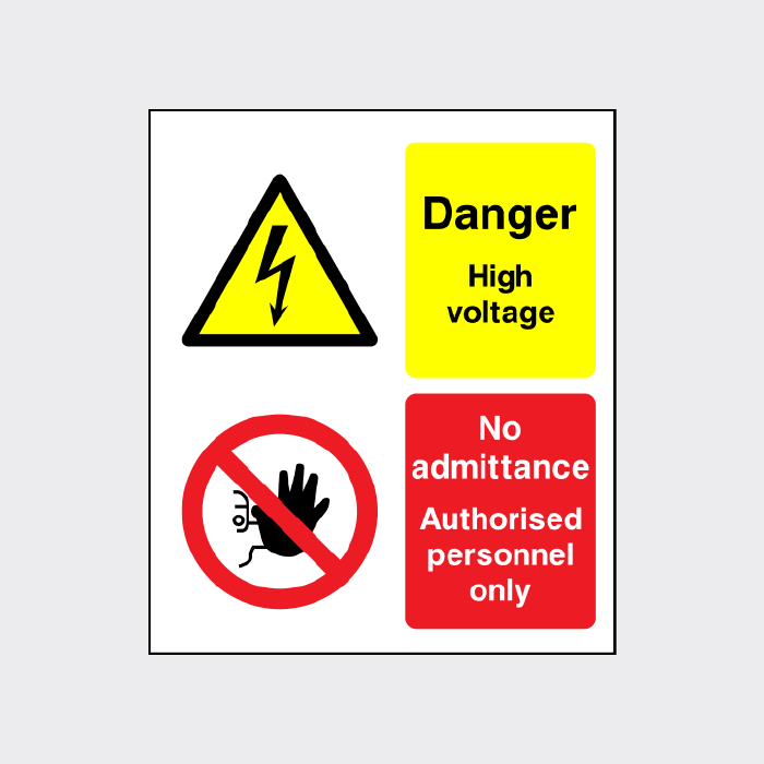 Danger High Voltage Multi message safety sign
