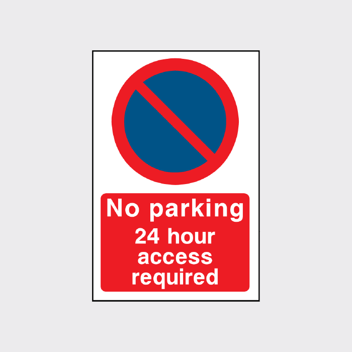 No parking - 24 hour access required sign