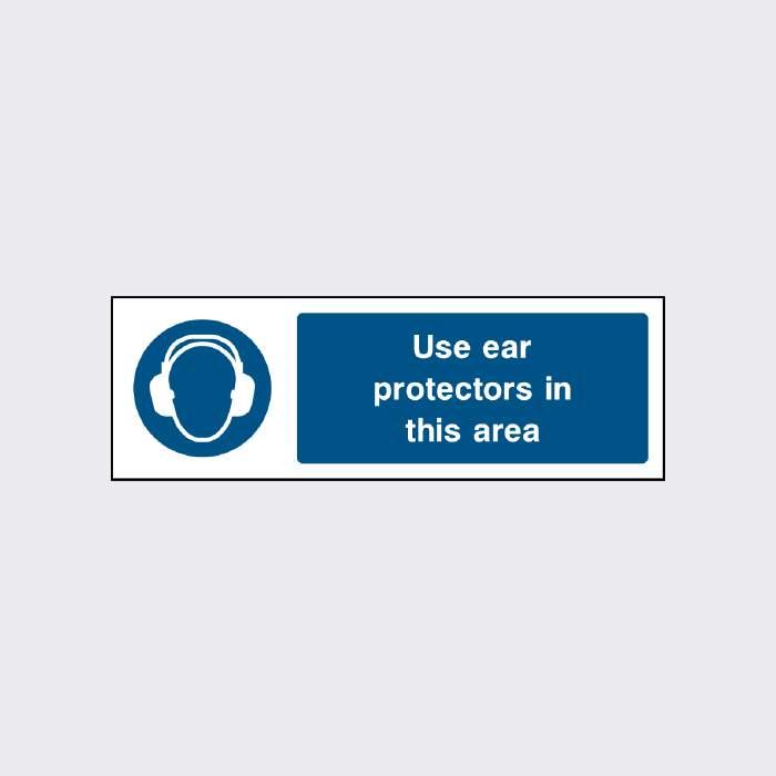 Use ear protectors in this area sign