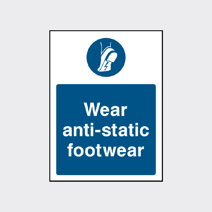 Wear anti-static footwear sign