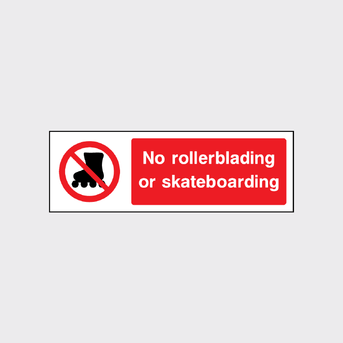 No Rollerblading or Skateboarding Sign