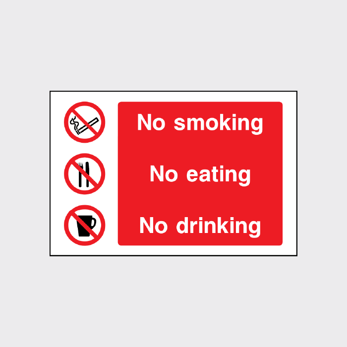 No smoking No eating No drinking Sign