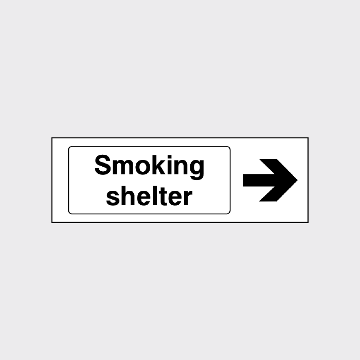 Smoking shelter right arrow sign