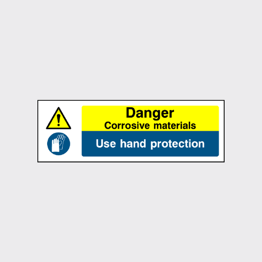 Danger Corrosive material Use hand protection Sign