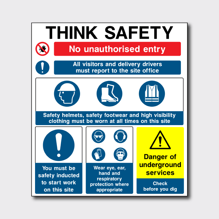 Think Safety Multi-Message Site Sign | Workplace Safety