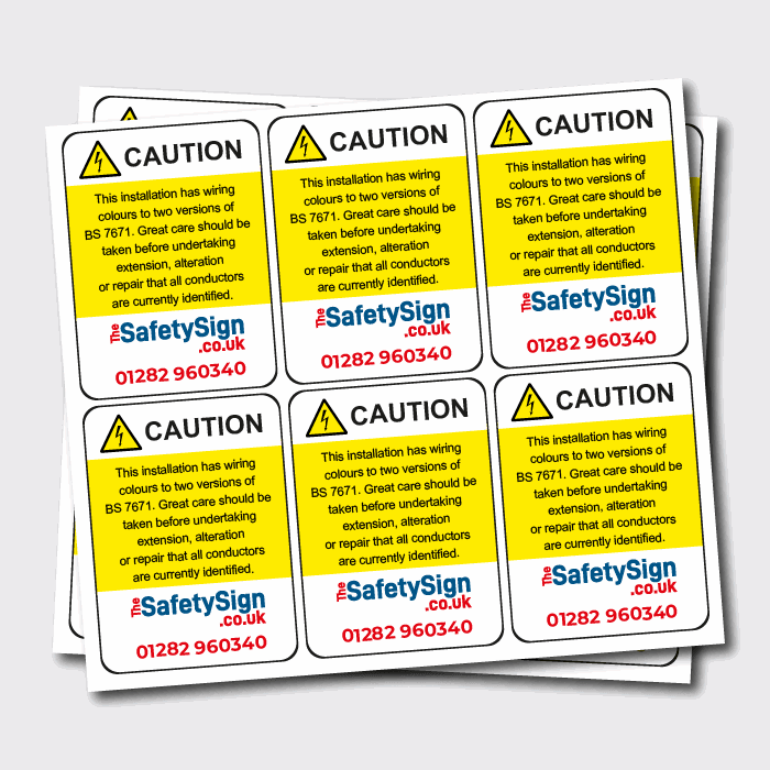 Sign Form Stickers Custom Branded Two Wire Stickers | BS7671 Labels - Free Artwork & Sharpie
