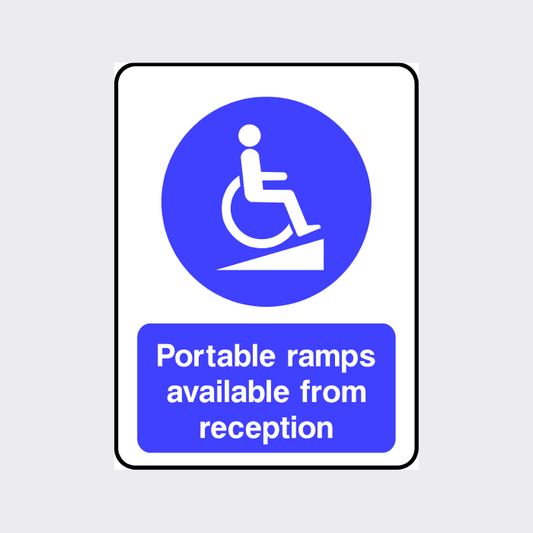 Portable ramps available from reception Sign