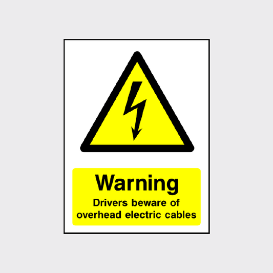 Warning - Drivers beware of overhead electric cables sign - ELEC0052