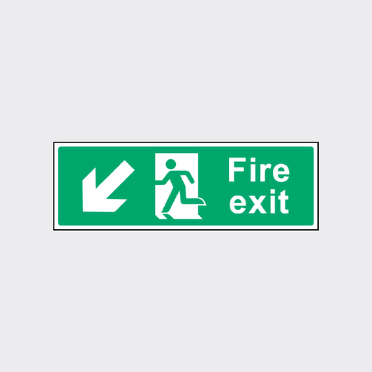 Fire Exit Sign with left down Arrow