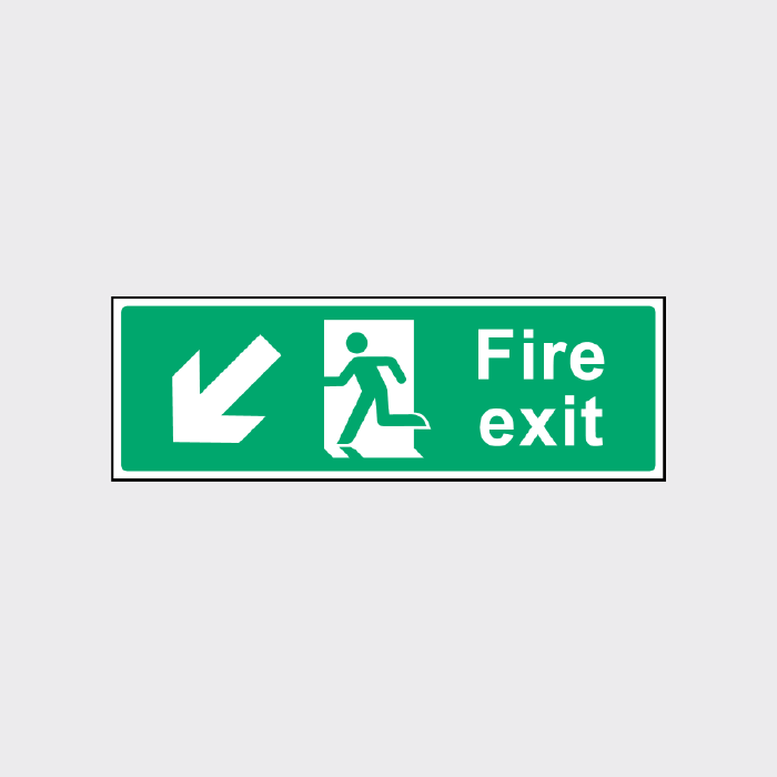 Fire Exit Sign with left down Arrow