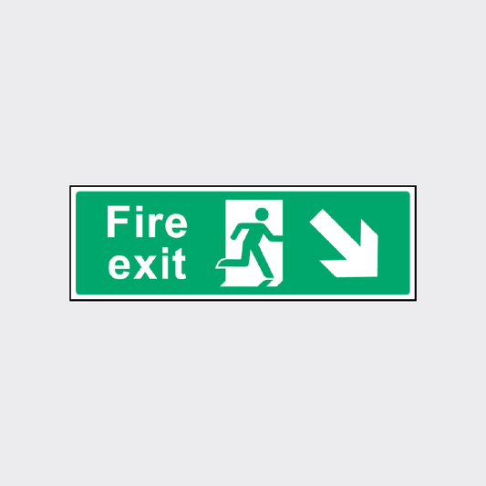 Fire Exit Sign with right down Arrow