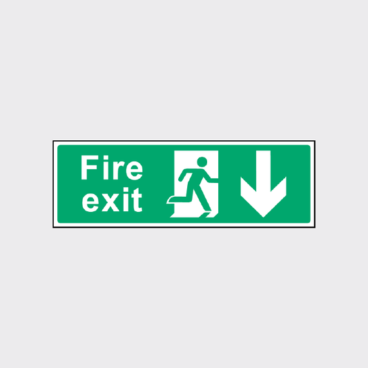 Fire Exit Sign with down Arrow
