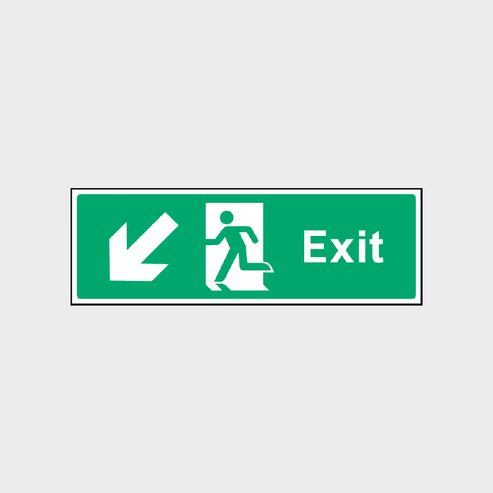 Exit Down Left Arrow Sign | Emergency Evacuation Signage
