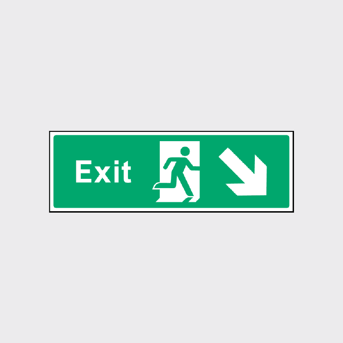 Exit Sign with down right Arrow - EMER0014 - The Safety Sign