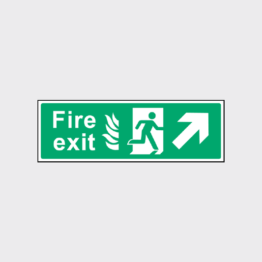 Fire exit sign with up right arrow