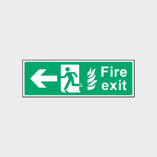 Fire exit sign with left arrow
