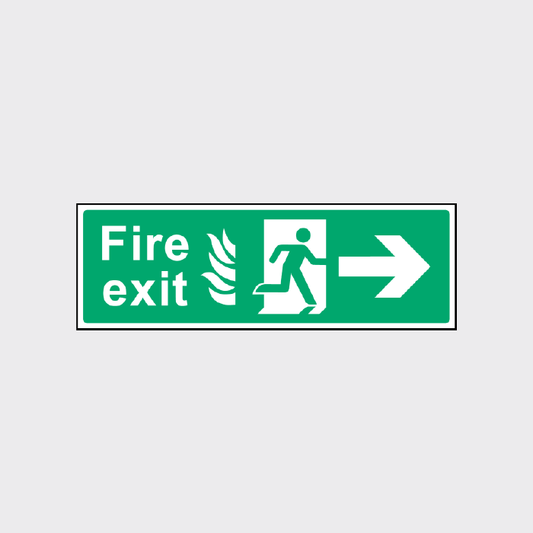 Fire exit sign with right arrow 