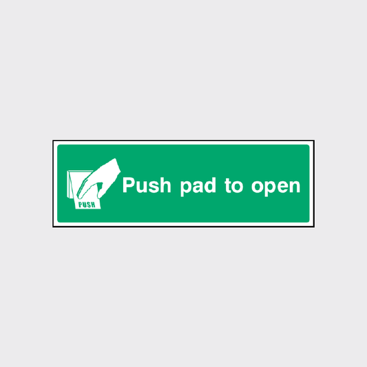 Push pad to open emergency exit sign