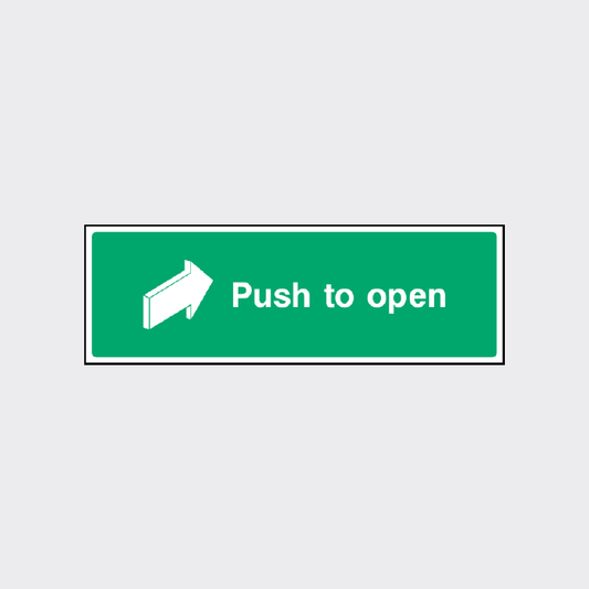 Push to open emergency exit with arrow sign