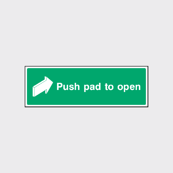 Push Pad to Open Right Arrow Fire Exit Sign | Clear Emergency Guidance