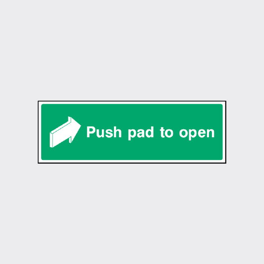 Push pad to open emergency exit with arrow sign
