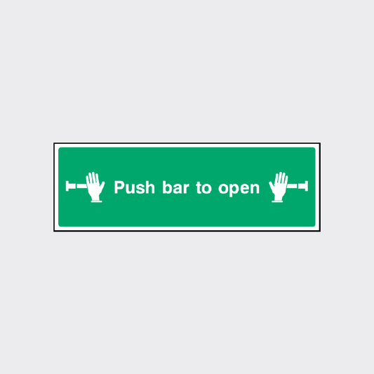 Push bar to open emergency exit sign