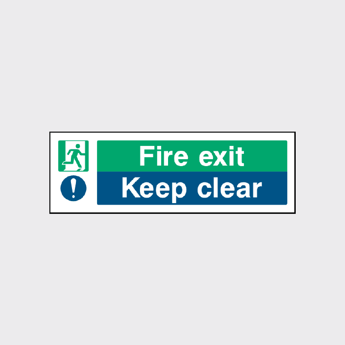 Fire exit Keep clear sign