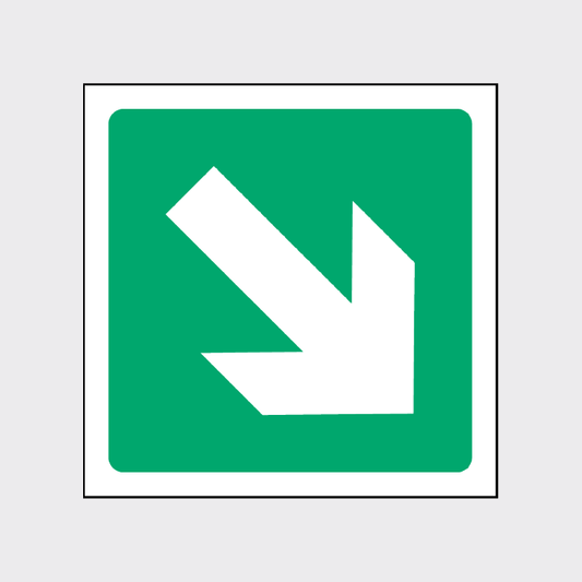 Emergency Escape Down right arrow sign