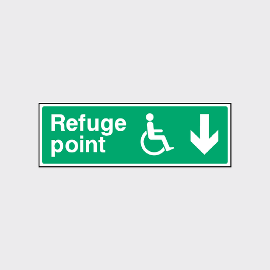 Disability Refuge Point Down Arrow Sign