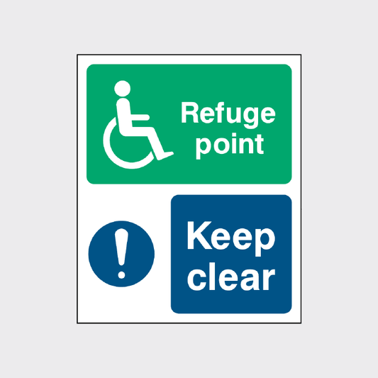 Disability refuge point Keep Clear sign
