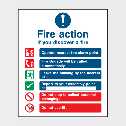 Fire Action - If you discover a fire - 6 Point action - FACT0001
