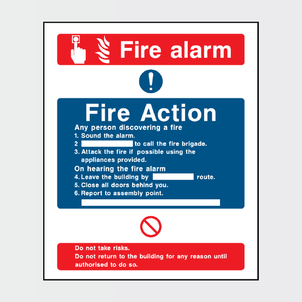 Proceedure Sign Fire Action Fire Alarm procedure Sign - The Safety Sign