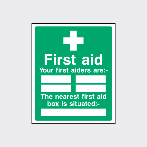 Seco Your Nearest First Aid Box Is Sign, 200 mm x 150 mm, vinile Seco Your Nearest First Aid Box Is Sign, 200 mm x 150 mm, vinile