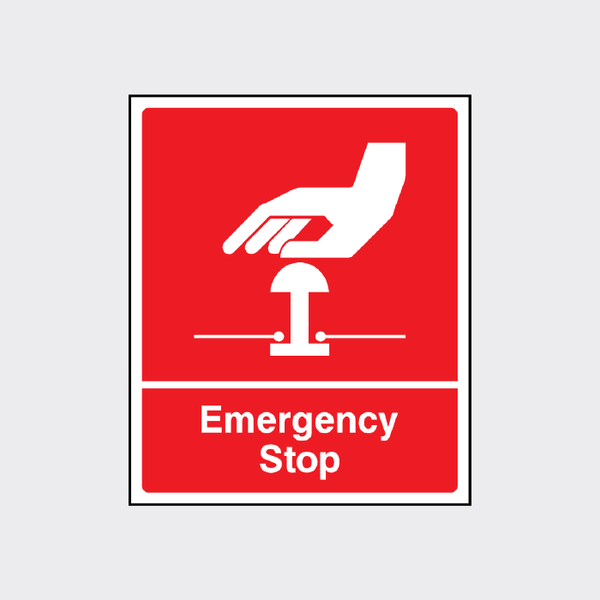 Safety Button Sign Red Emergency Stop Button Sign | Workplace Safety Notice