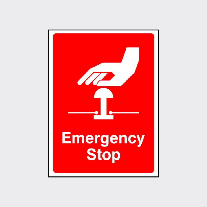 Emergency Stop Letters Emergency Stop Sign | Workplace Safety