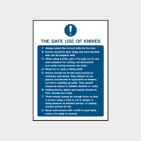 The safe use of knives safety sign