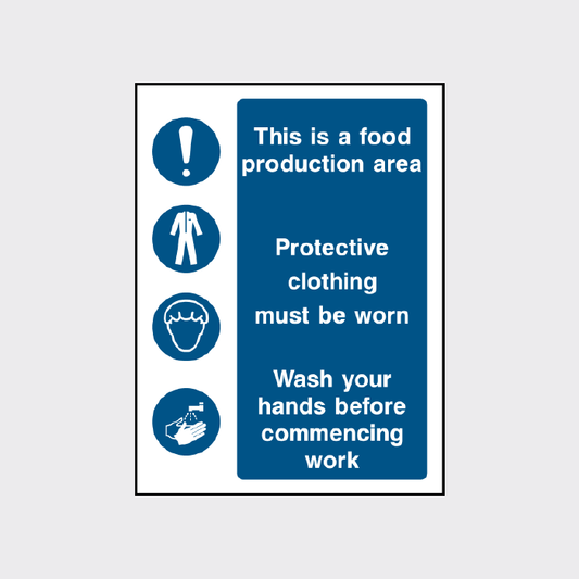 This is a food prodction area safety sign