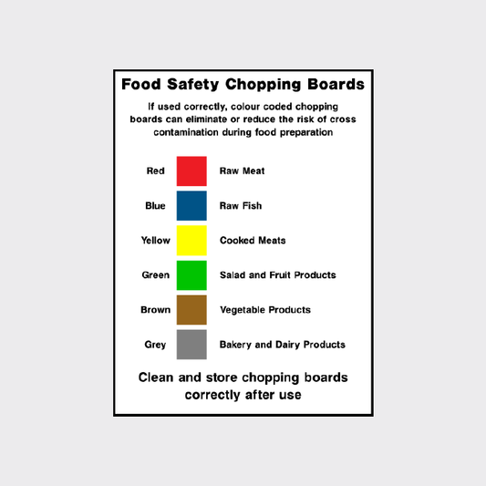 Food safety chopping boards sign