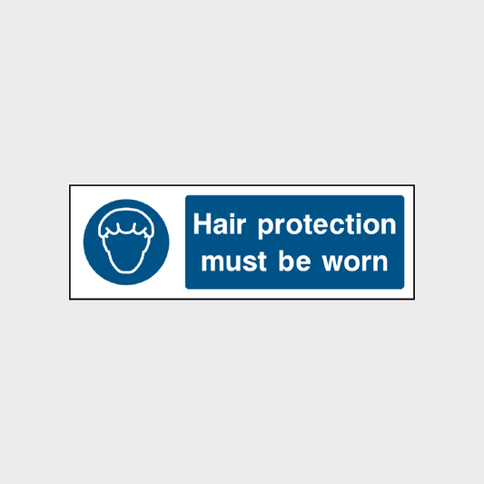 Hair protection must be worn sign